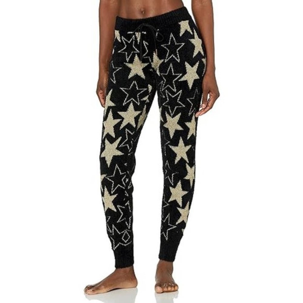 PJ SALVAGE Black Shining Star Luxe Knit Jogger Pants NWT
